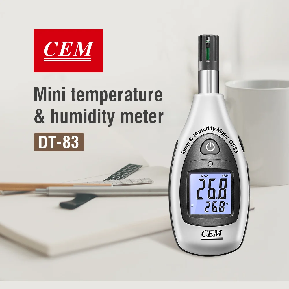 CEM DT-83 Moisture Meters Backlit Mini Handheld Temperature & Humidity Meter Temperature Range -20~60ºC Humidity Range 0~100%RH