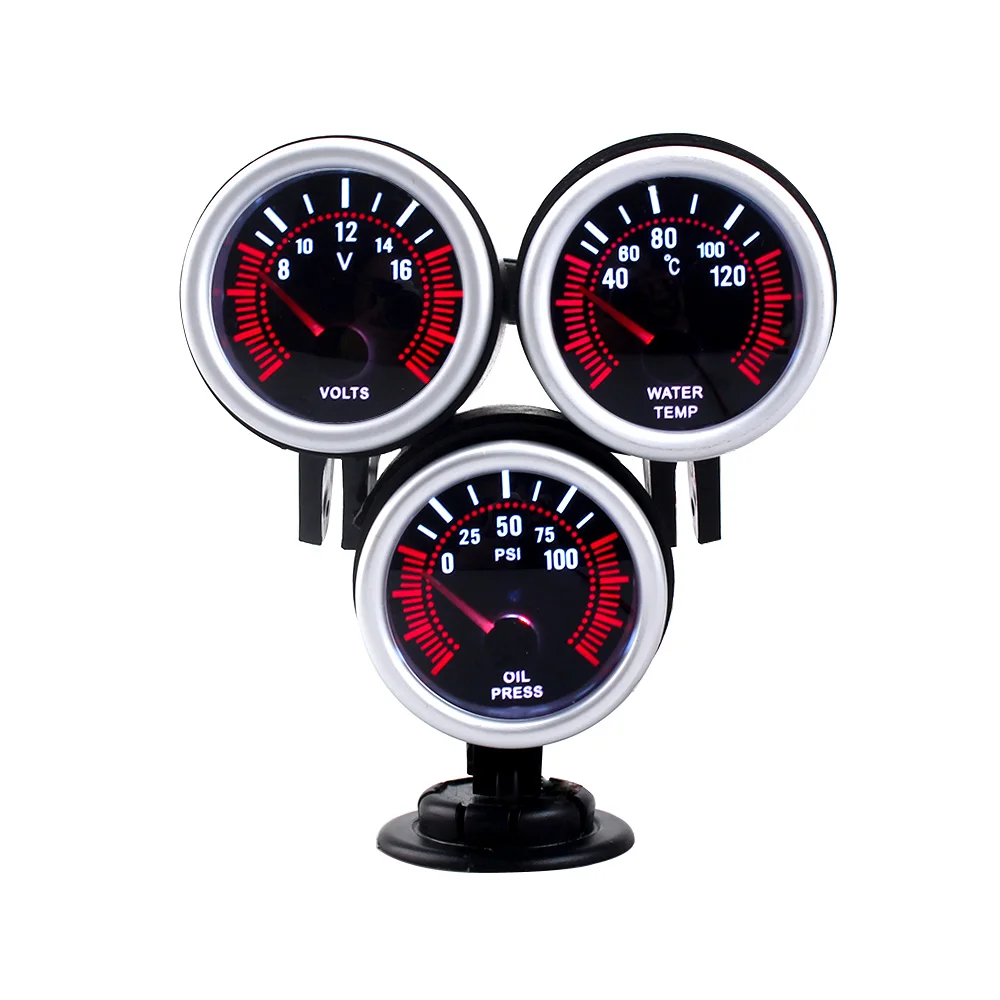 Universal 12V Triple Dashboard Oil Pressure Gauge with Sensor Oil Pressure Water Temp Volt meter 2