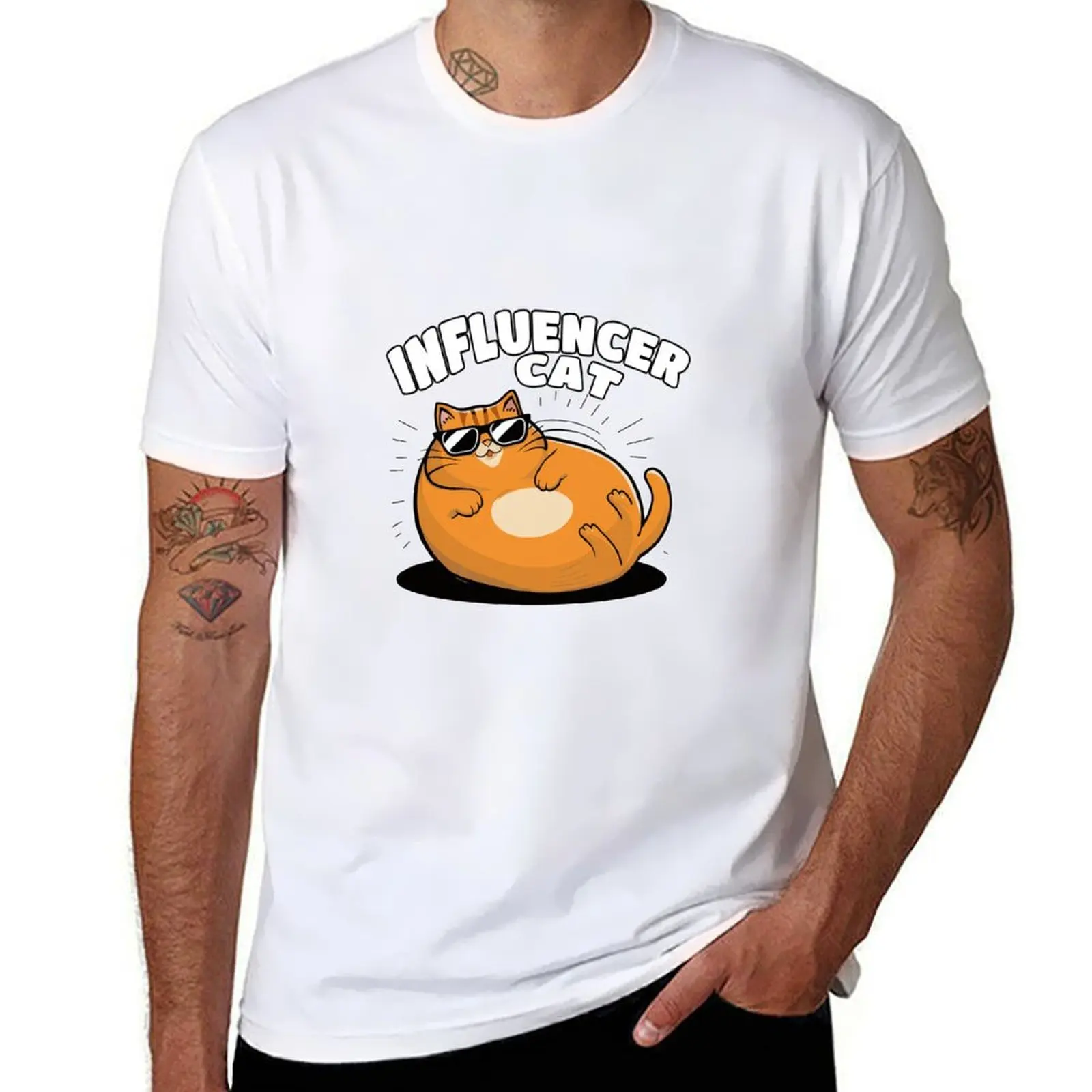 

Funny influencer cat T-Shirt anime tshirt t shirts for man graphic funny T-Shirt