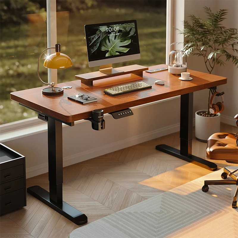 Solid wood electric lifting table desktop computer table student desk study table household