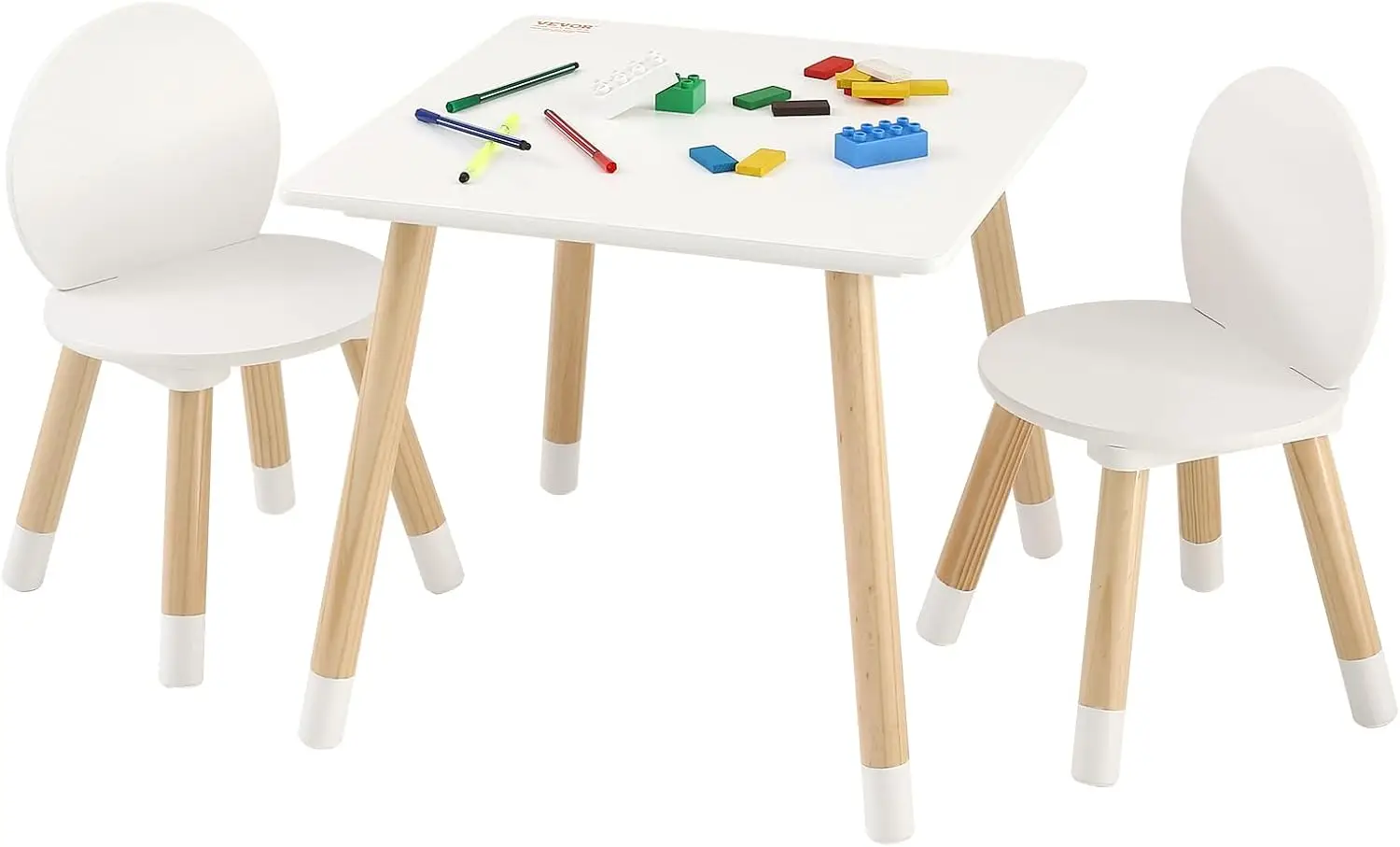 

Kids Wooden Table and Chairs Set for Play, Art, Craft, Reading, Learning - 1 Table & 2 Chairs