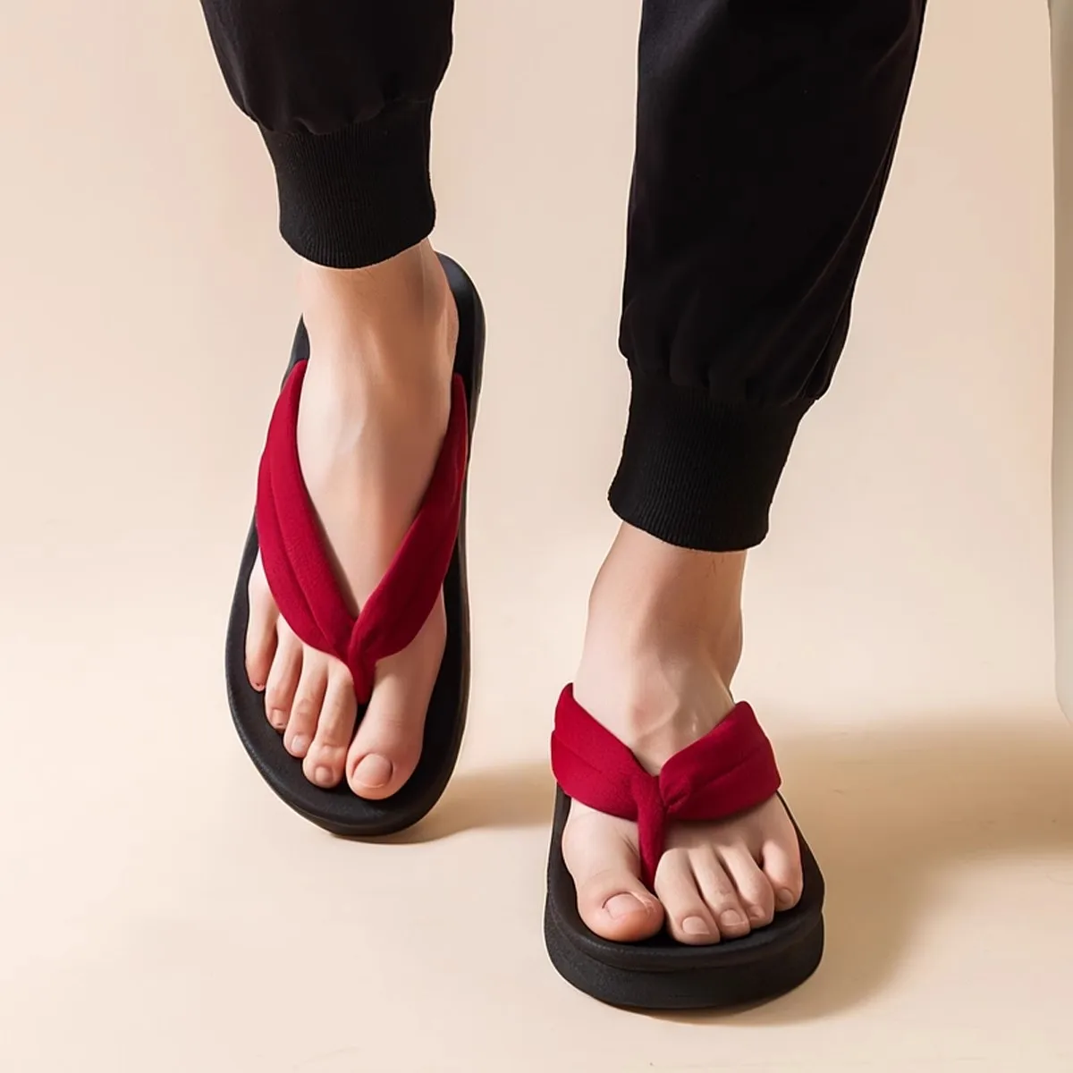 Japanese-style Soft Sole Geta Sandals, Unisex Flip-Flop, Flat Wooden Beach Slippers, Women Summer Casual Outdoor Clogs