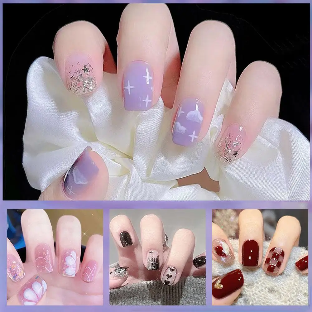 Pegatinas de Gel para uñas de otoño, cobertura completa, parches para uñas, tiras para hacer esmalte DIY, accesorios DIY, suministros para decoración de uñas F5U9