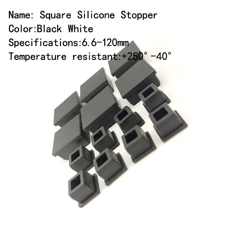 Square Silicone Chair Leg Caps Non-Slip Table Foot Dust Cover Silicone Rubber Square Stopper  9.6mm*9.6mm Flat End Inserted Tube