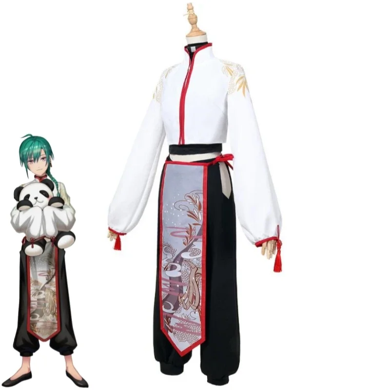 YouTuber VTuber Ryushen Ryuu Shen NIJISANJI SEEDs Cosplay Costume Green Wig Anime Chinese Style Uniform Outfit Halloween Suit