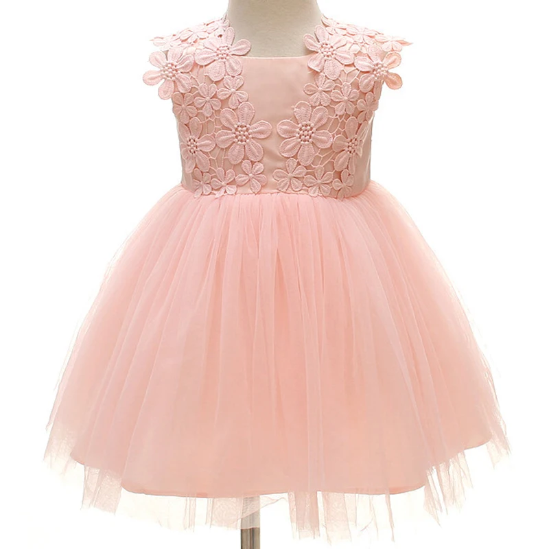 

Summer Baby Girl Clothes Newborn Korean Party Cute Mesh Sleeveless 1 Year Birthday Luxury Pink Kids Dress Toddler Dresses BC1028