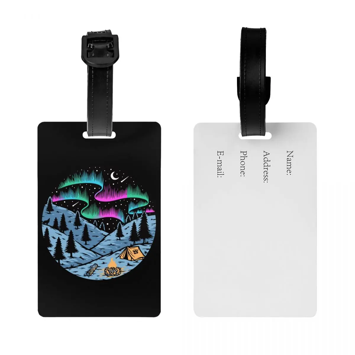 Custom Adventure Camping Mountain Campers Luggage Tags for Travel Suitcase Privacy Cover ID Label