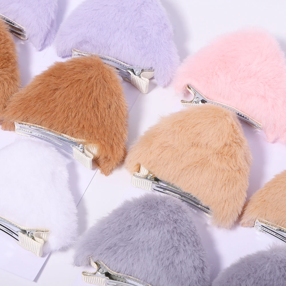 1Pair New Girls Cute Soft Plush Cat Ears Hairpins Children Sweet Hair Decorate Selfie Props Hair Clips Fashion Hair Accessories