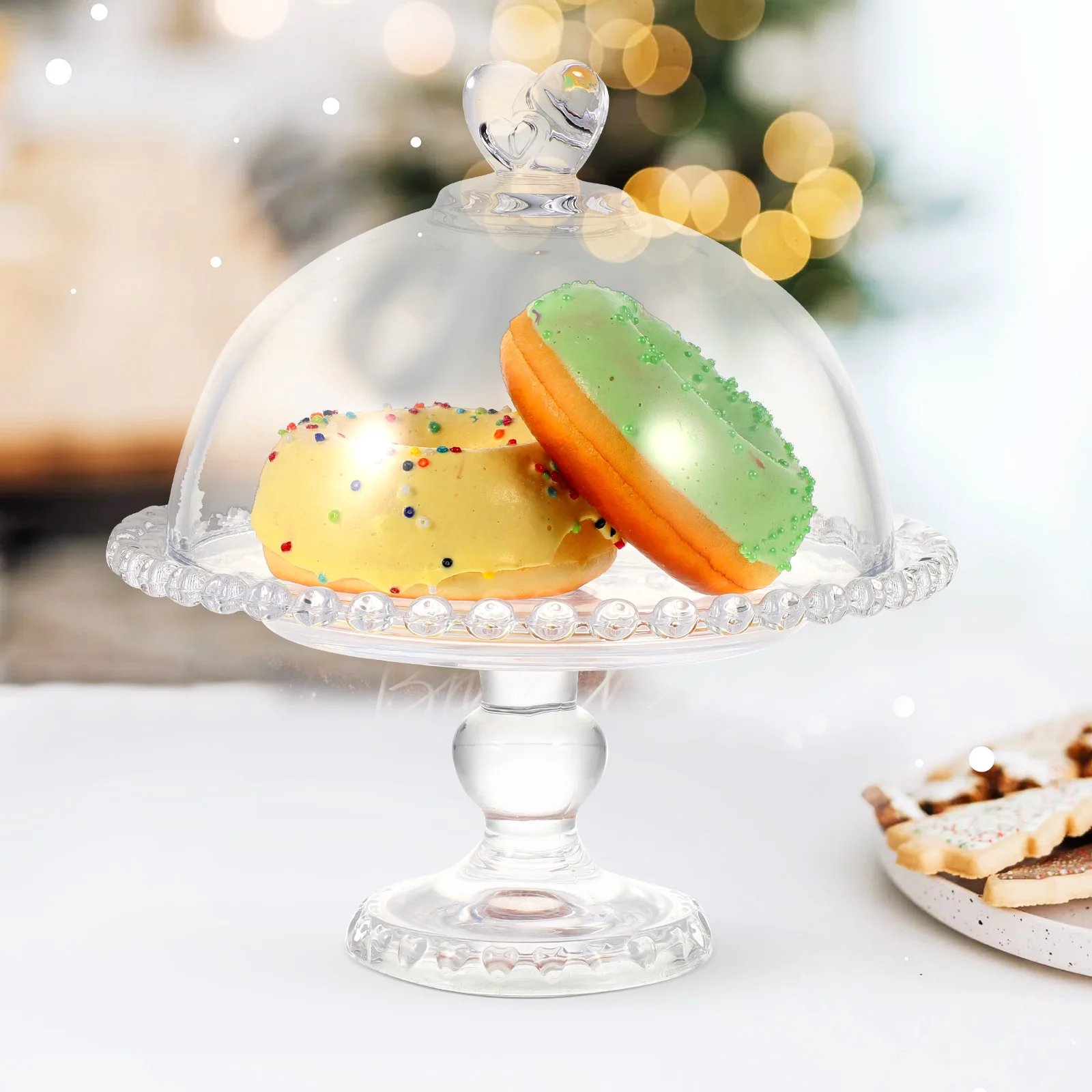 

1Set Glass Cover for Cakes Vegetables Creative Transparent Design Workmanship Reasonable Structure Dessert Display