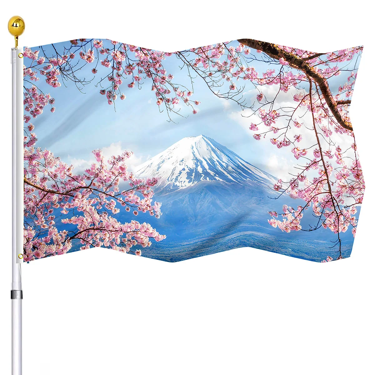 Mount Fuji with Cherry Blossom Flag Landscape Paintings Garden Flags House Indoor Party Outdoor Decorations Flag for Women Men