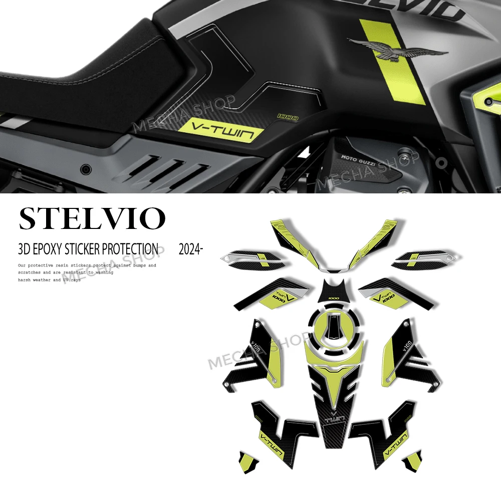 

For Moto Guzzi Stelvio 2024-2026 2025 3D Resin Tank Pad Sticker Motorcycle Fuel Tank Protection Decal