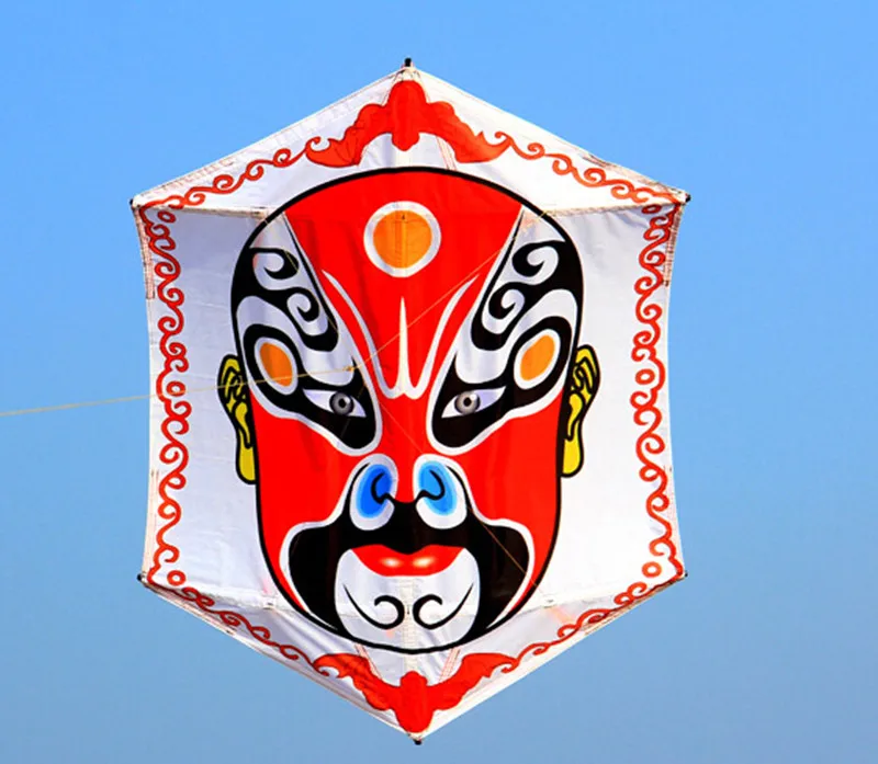 Free shipping Chinese traditional kite Hexagonal kite Peking opera mask kite fabric nylon facebook kites adults kites flying koi