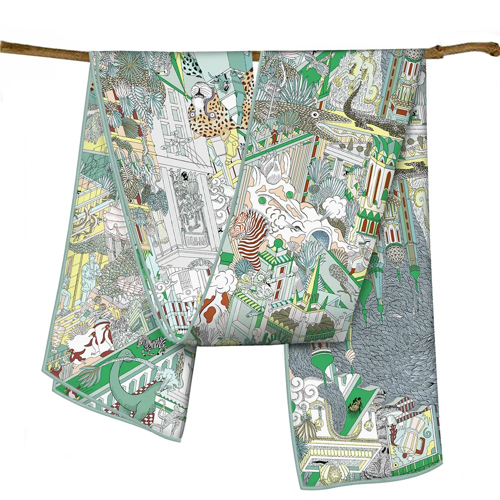 

Animal City Twill Scarf 150CM 40CM Long Shawls Woman Scarves for Neck Hair Accessories Bag Belt Decoration Christmas Gift