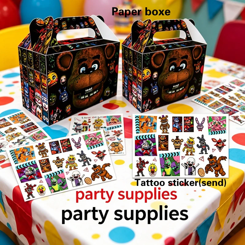 FNAF Freddy Game Family Theme Gathering Decor Happy Birthday Sticker Latex Balloon Paper Box Cake Decoration Party Easter Supply