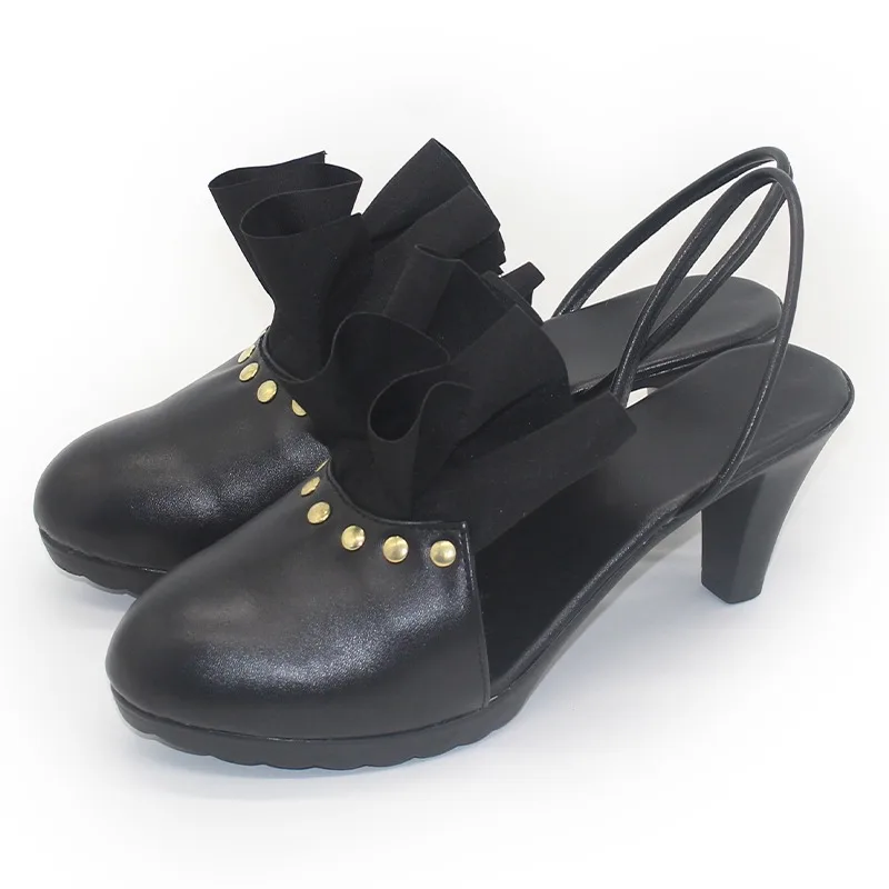 若々しい緋色のコスプレ靴黒ブーツゲームアークナイツアクセサリーハロウィンパーティーロールプレイ靴カスタムメイド