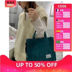 Women Corduroy Zipper Shoulder Bag Small Cotton Canvas Handbag Casual Tote Female Eco Crossbody Bag Vintage Messenger Bags