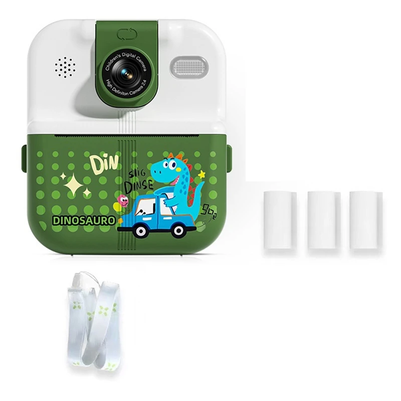 Kids Camera Cute Camera Photo Printer Digital Children Video Camera Photography Instant Print Photo Dinosaur-TCES