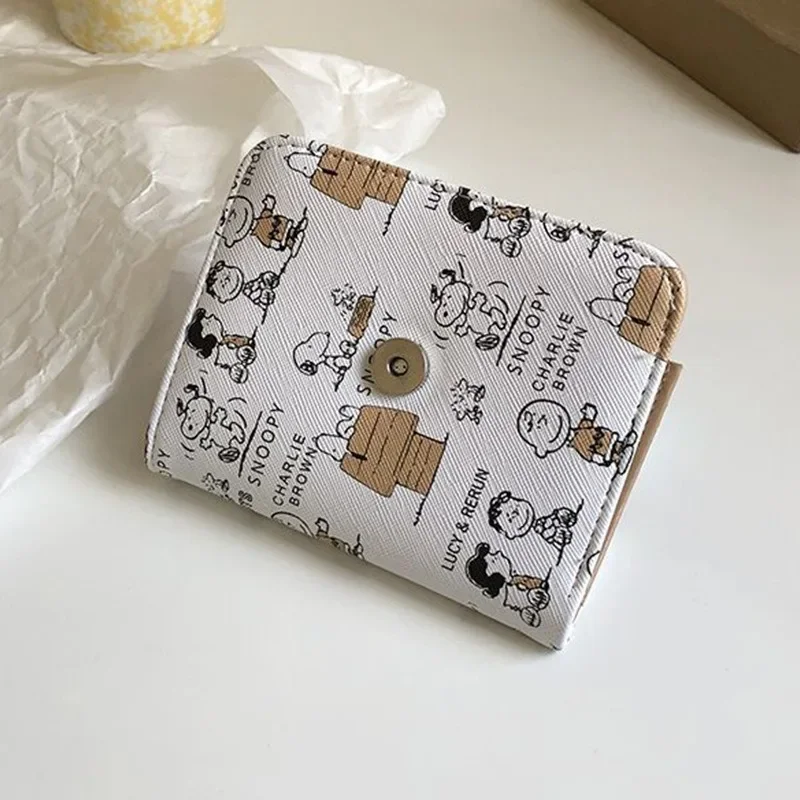 MINISO Snoopy Wallet Anime Cartoon Short Coin Purse Ins Zipper Student Women Men ID Holders Multi Slot Bag Birthday Gifts