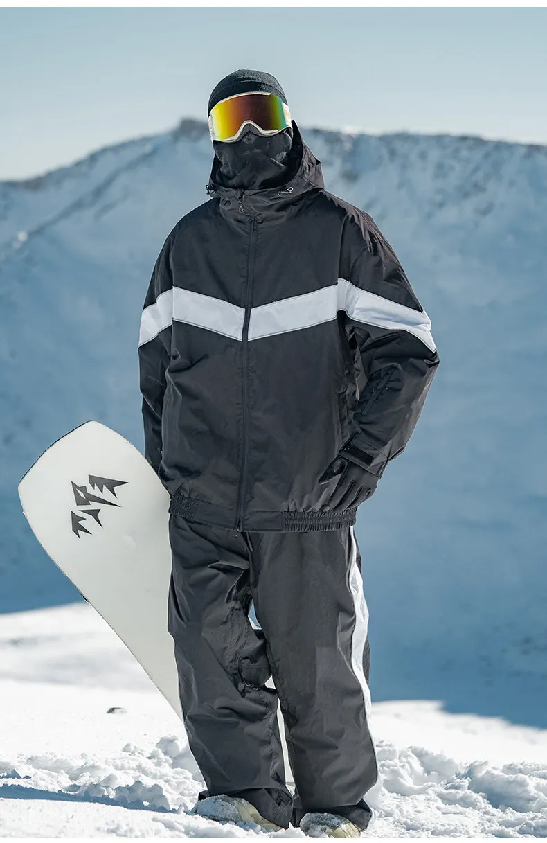 2026 Gsou Snow Oversized Loose Reflective Snowboard Suit Men Women Professional Waterproof Windproof Ski Jacket Pants Set
