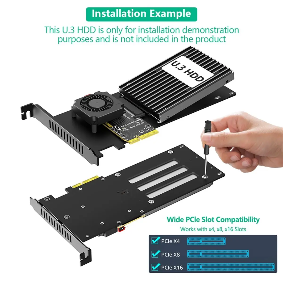 scheda-adattatore-nvme-ssd-xin828-pcie-50-x4-a-u3-sff-ta-1001-con-ventola-di-raffreddamento-turbo-12v-convertitore-pcie-a-ssd-nvme-u3-da-25