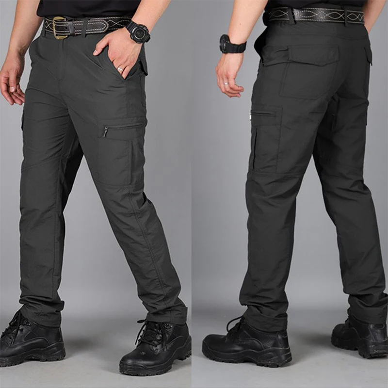Pantalones largos ligeros informales de verano para hombre, monos de Camping de carga de secado rápido impermeables, pantalones tácticos transpirables