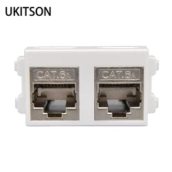 Double Female CAT6A RJ45 Shield Internet Plug Module Shielded 2 Ports CAT.6A Lan Socket Slot F/F Connector For 10GB Network