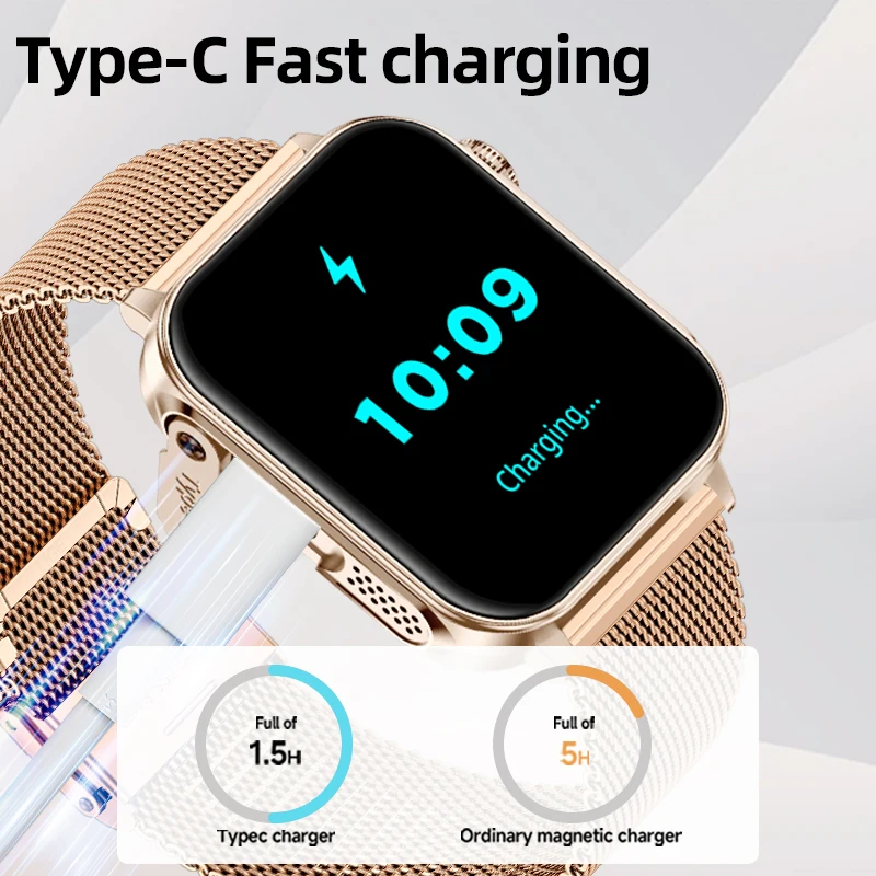 LIGE Nuovo 1.83 pollici Tipo-C Smartwatch Uomo Donna Sport Health Monitor BT Chiamata IP67 Torcia impermeabile Smart Watch per XIAOMI iOS