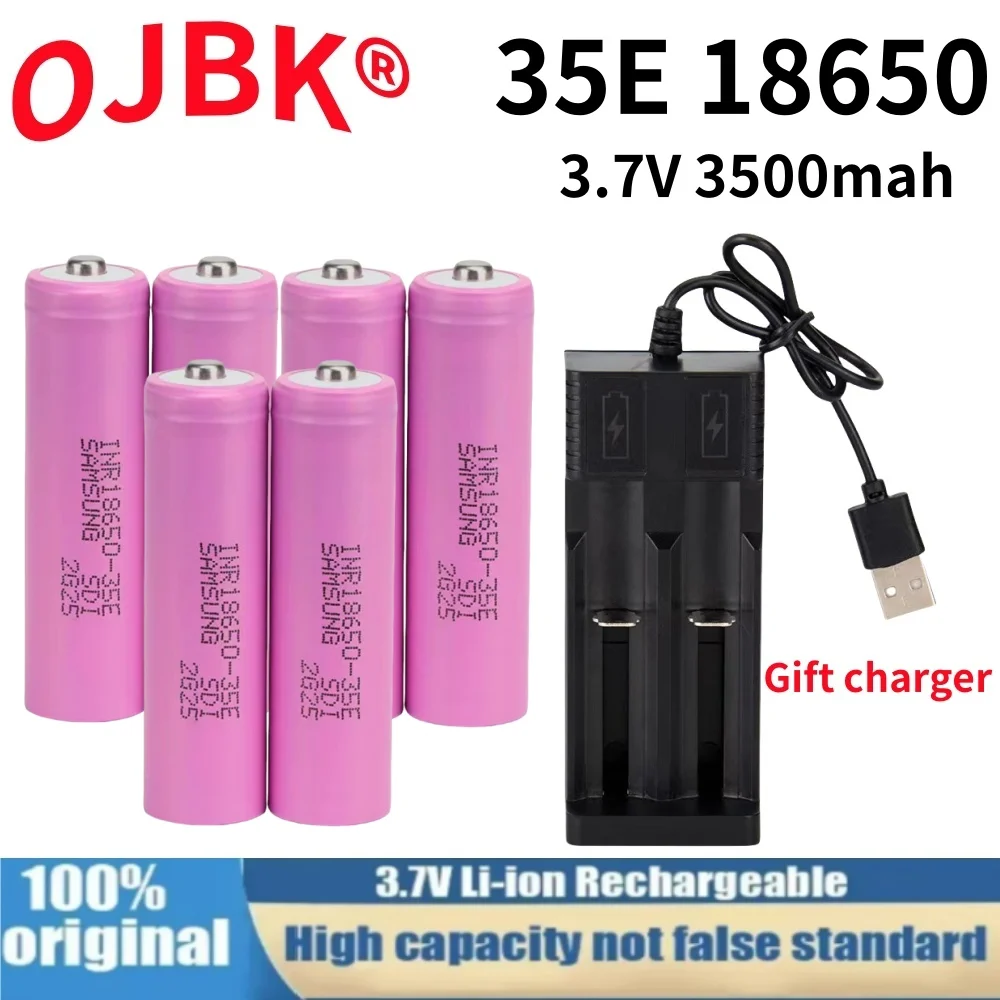 

100% New Original For 18650 3500mAh 20A discharge INR18650 35E 3500mAh 18650 battery Li-ion 3.7v rechargable Battery