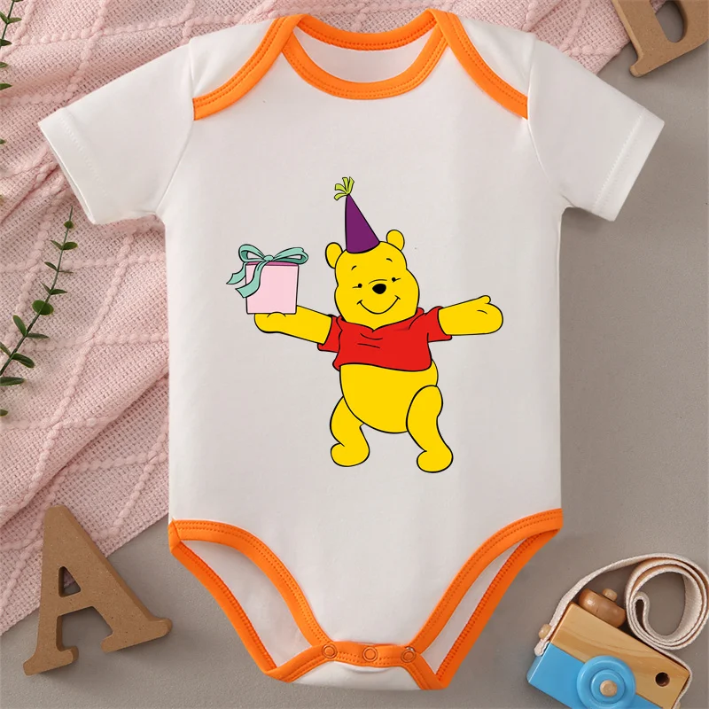 

MINISO Pure Cotton Cloths Winnie the Pooh Tigger Print Soft Baby Jumpsuit Honey Baby Onesie Bodysuit for 0 To 12 Months Newborn