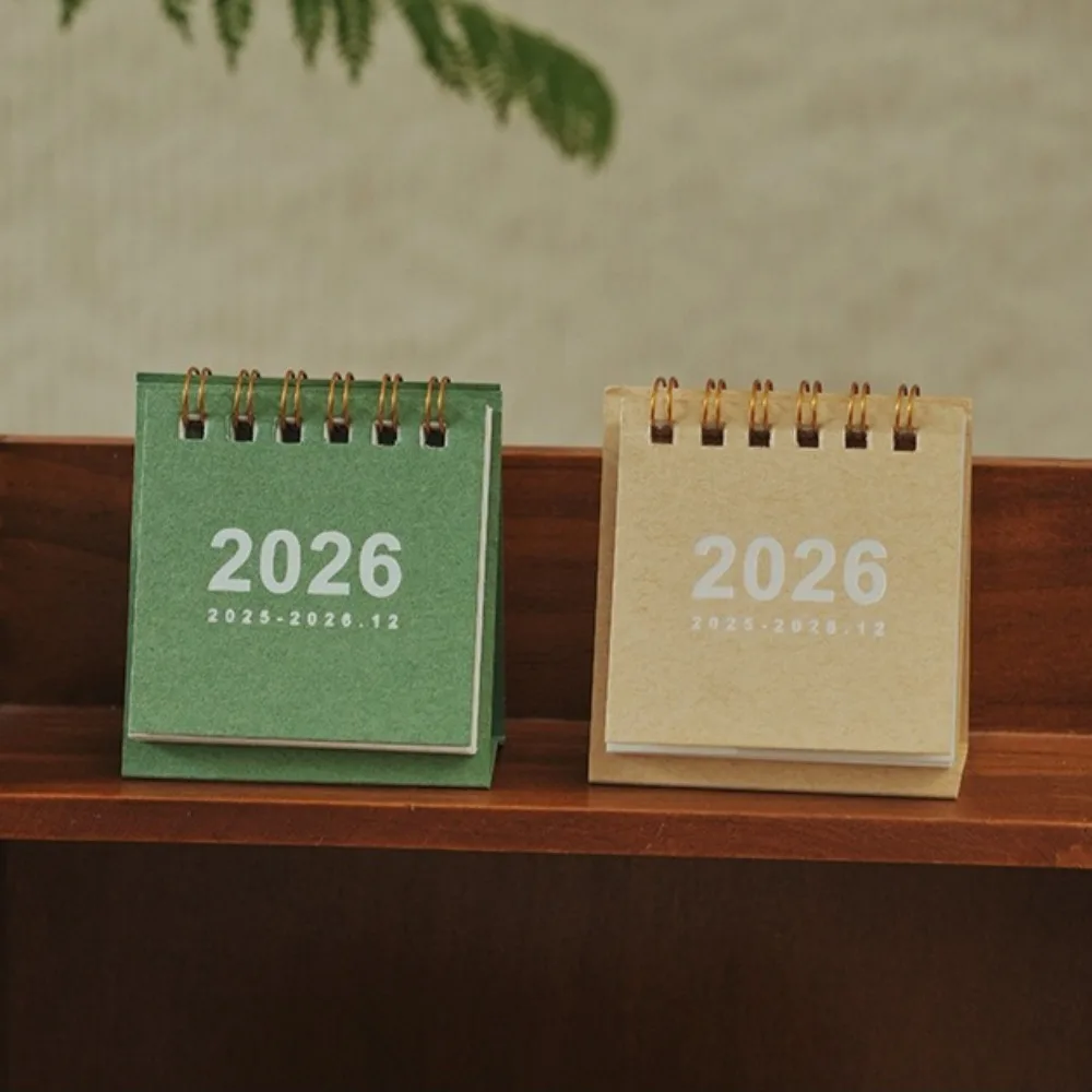 2026 Mini Simple Calendar Desk Calendar Creative Coil Calendar Planner Desktop Decoration Office Stationery Learning Planner