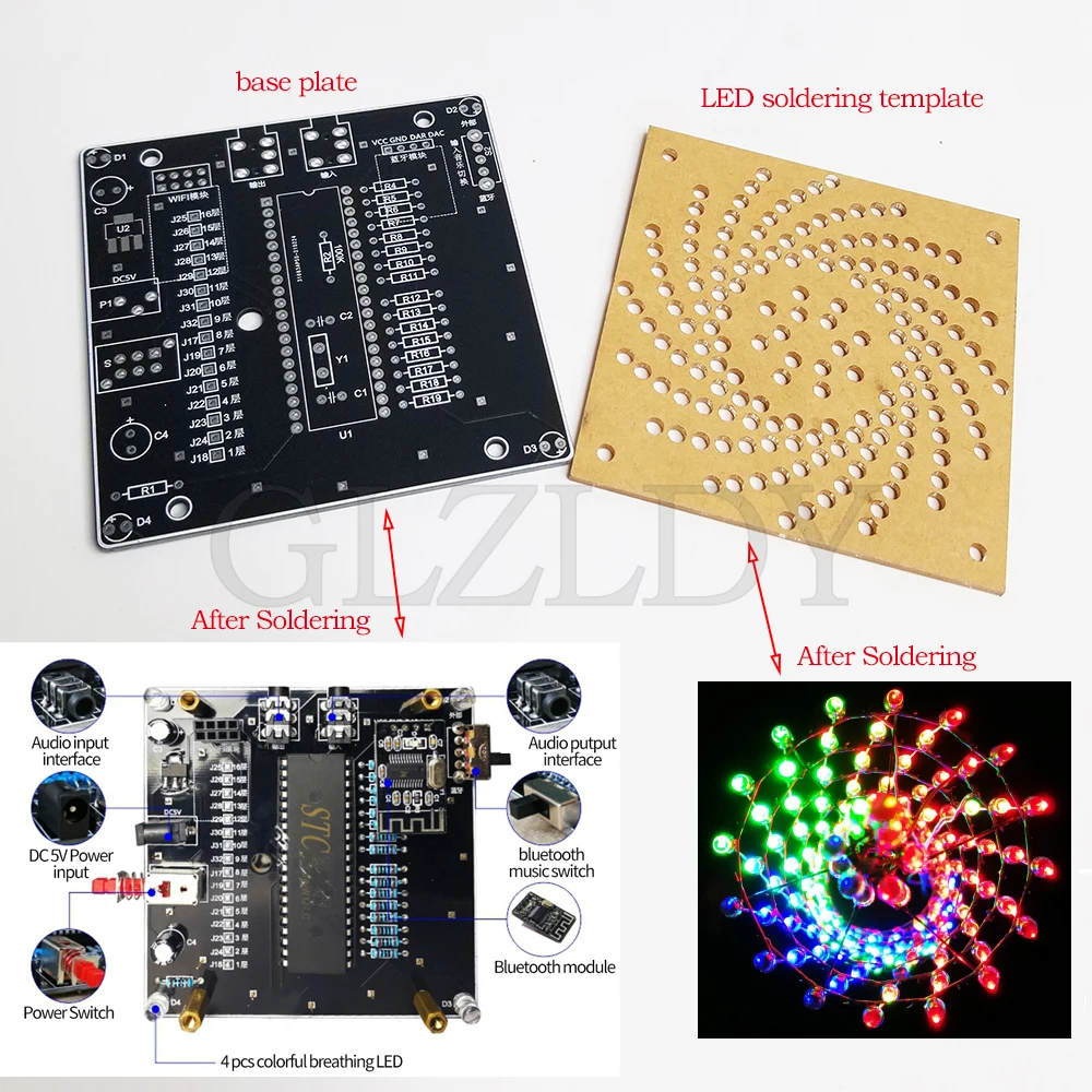 Versión APP Bluetooth WiFi Control colorido 16*16 LED Torre Canton Torre de Guangzhou LED cubo espectro de música KIT de soldadura DIY