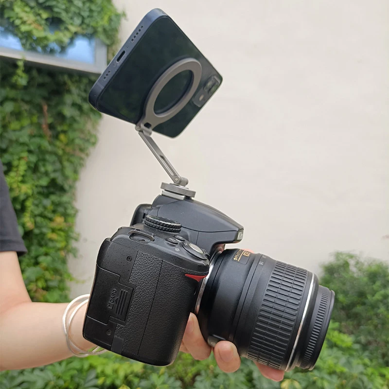 

Universal camera hot shoe magnetic phone holder suitable for photo and video monitor holder