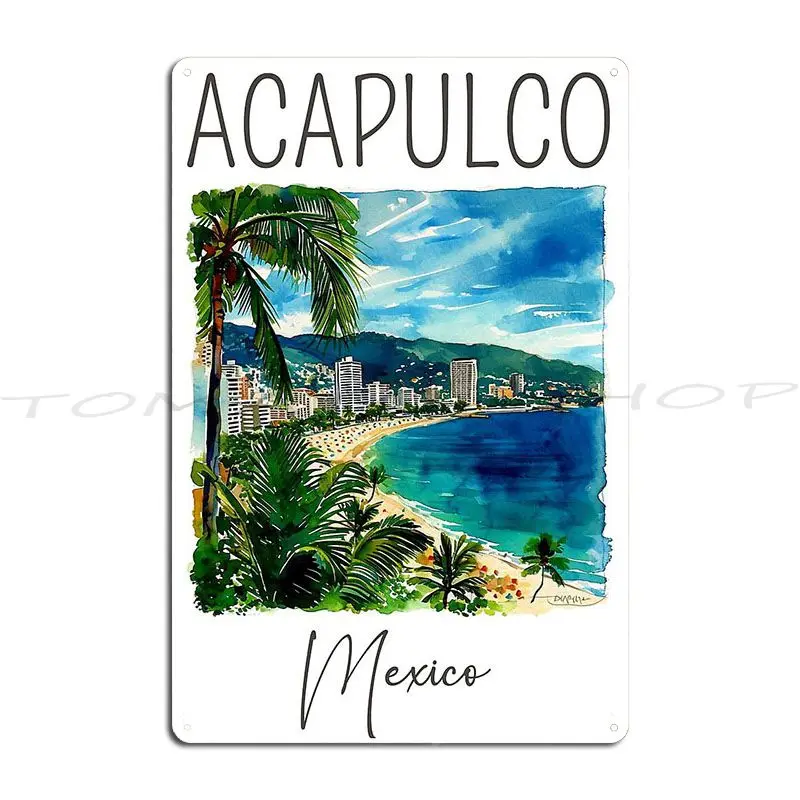 Letreros Metálicos de Acapulco México, Decoración de Pared, Impresión Decorativa, Letrero de Metal con Diseño de Personajes, Póster