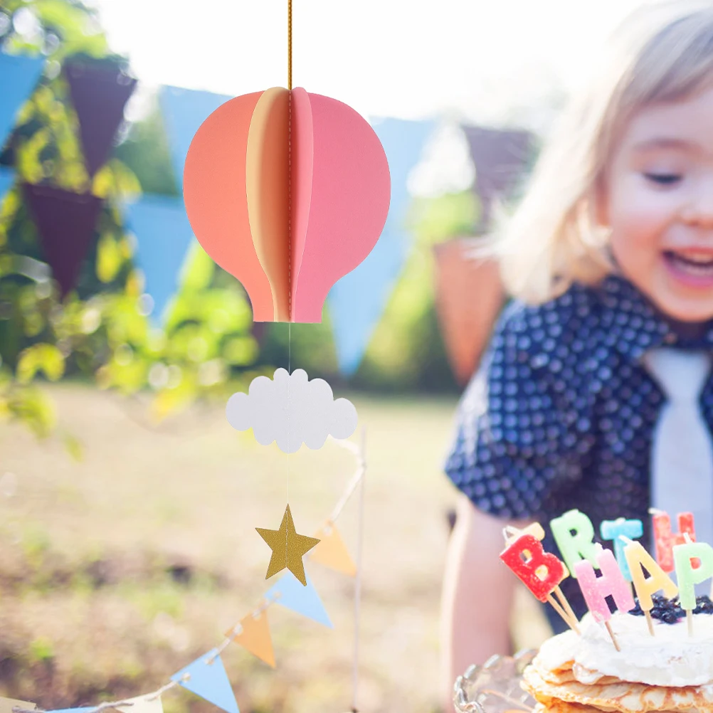 

5 Pcs Hot Air Balloon Ornament Three-dimensional Baby Shower Inflatable Decoration