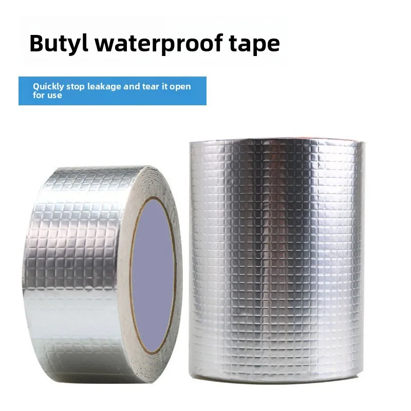 Waterproof Aluminum Foil Butyl Tape, High Temp Resistant, Thick Seal Tape for Roof Wall Pool Crack & Duct Repair