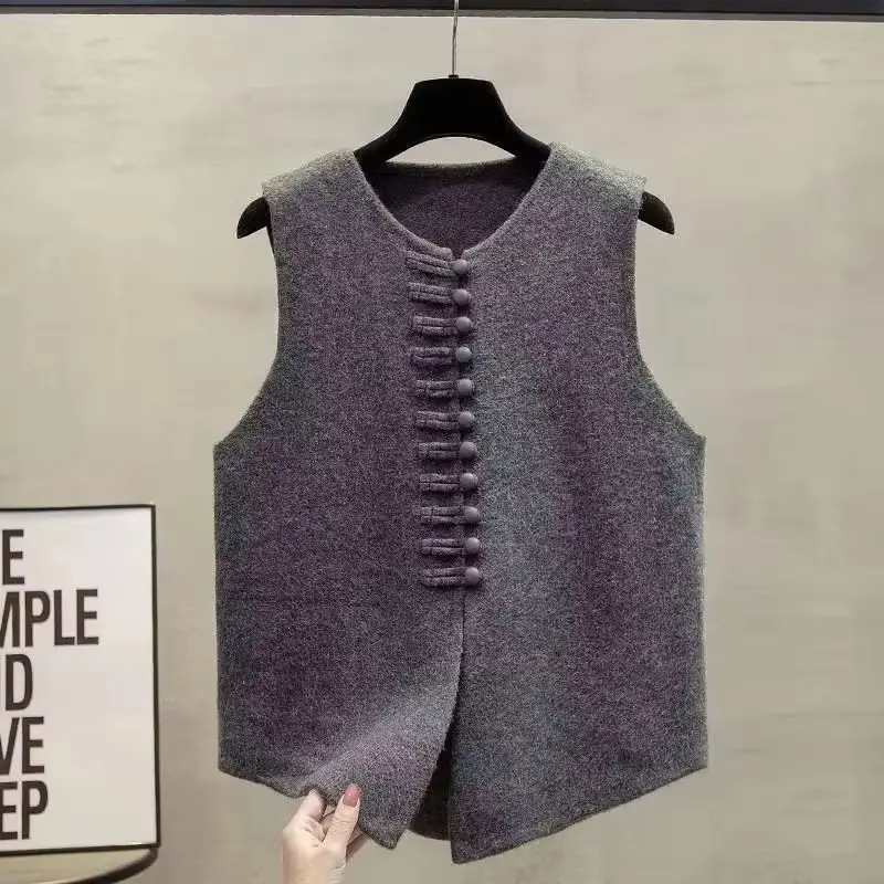 

2025 Spring Autumn New Cardigan Sweater Vest Women Fashion Knitwear Female Sleeveless Casual Loose Waistcoat Sweater Jacket Lady