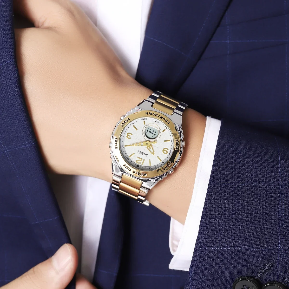 SKMEI 2310, роскошные мужские часы с механизмом, Reloj Hombre, водонепроницаемые электронные часы, мужские цифровые наручные часы из нержавеющей стали