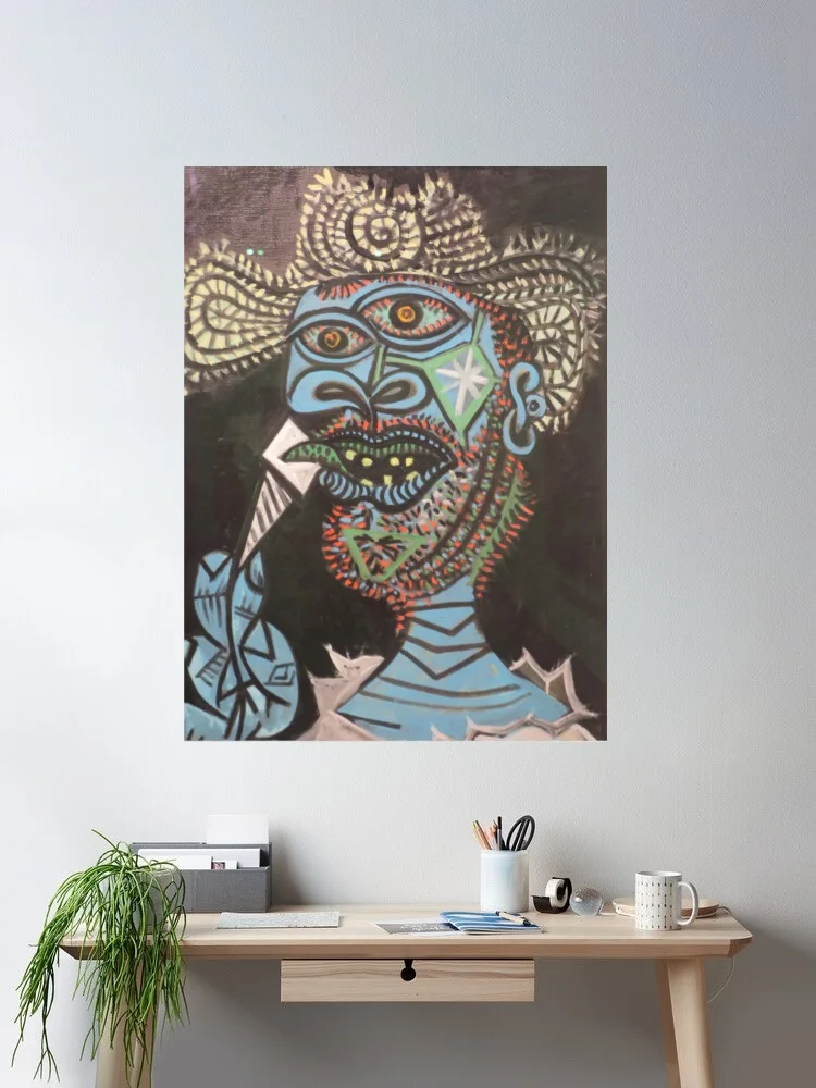 Man with a Straw Hat and Ice Cream Cone, 1938. Picasso Paris, Art Print Canvas Poster, Living Room Decor, Home Wall Picture