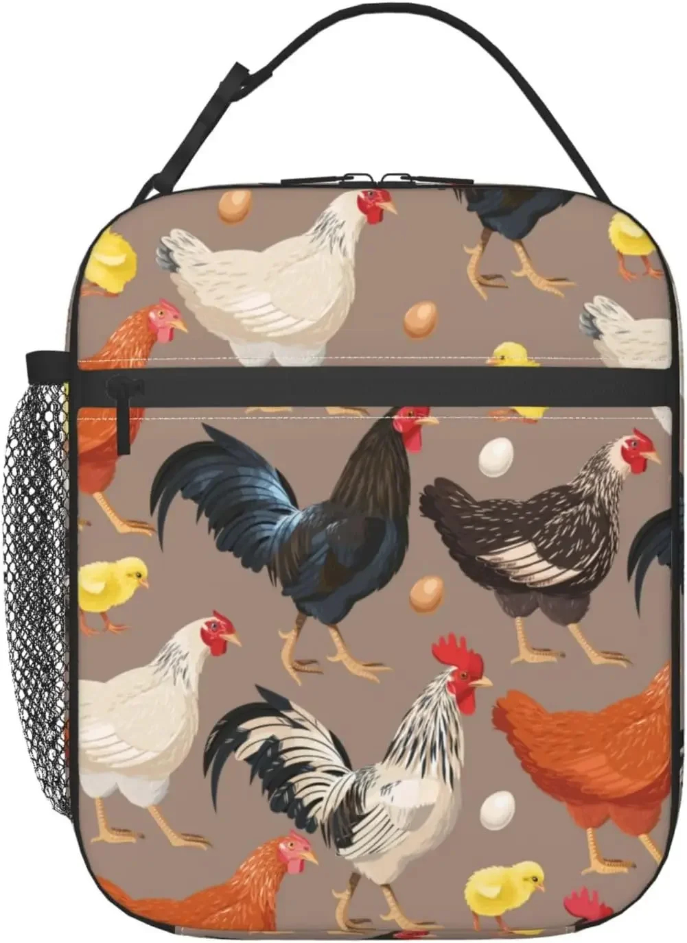 Chicken Lunch Box for Work Picnic School Travel Hiking Beach or Fishing Polyester Animal Chicken Theme Lunch Bag