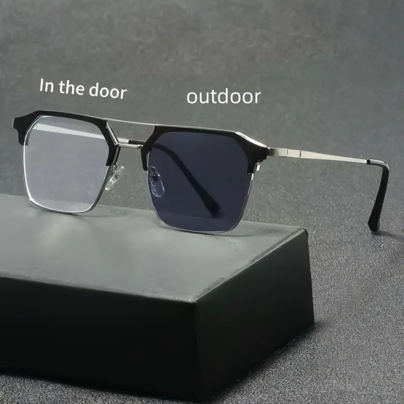 Photochrome Anti-Strahlungs-Blaulichtfilter-Brille, quadratischer Metallrahmen, Computerbrille für Damen und Herren, austauschbare Gläser