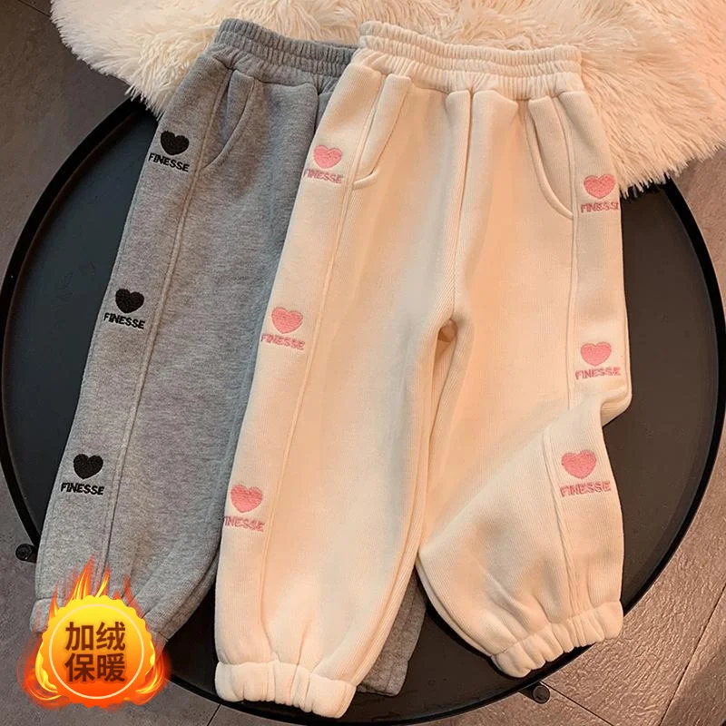 2023 Winter Girls Warm Pants Kids Clothes For Girls Pants Fashion Children Clothing 2-8 Years Autumn Baby Kids Plush Trousers