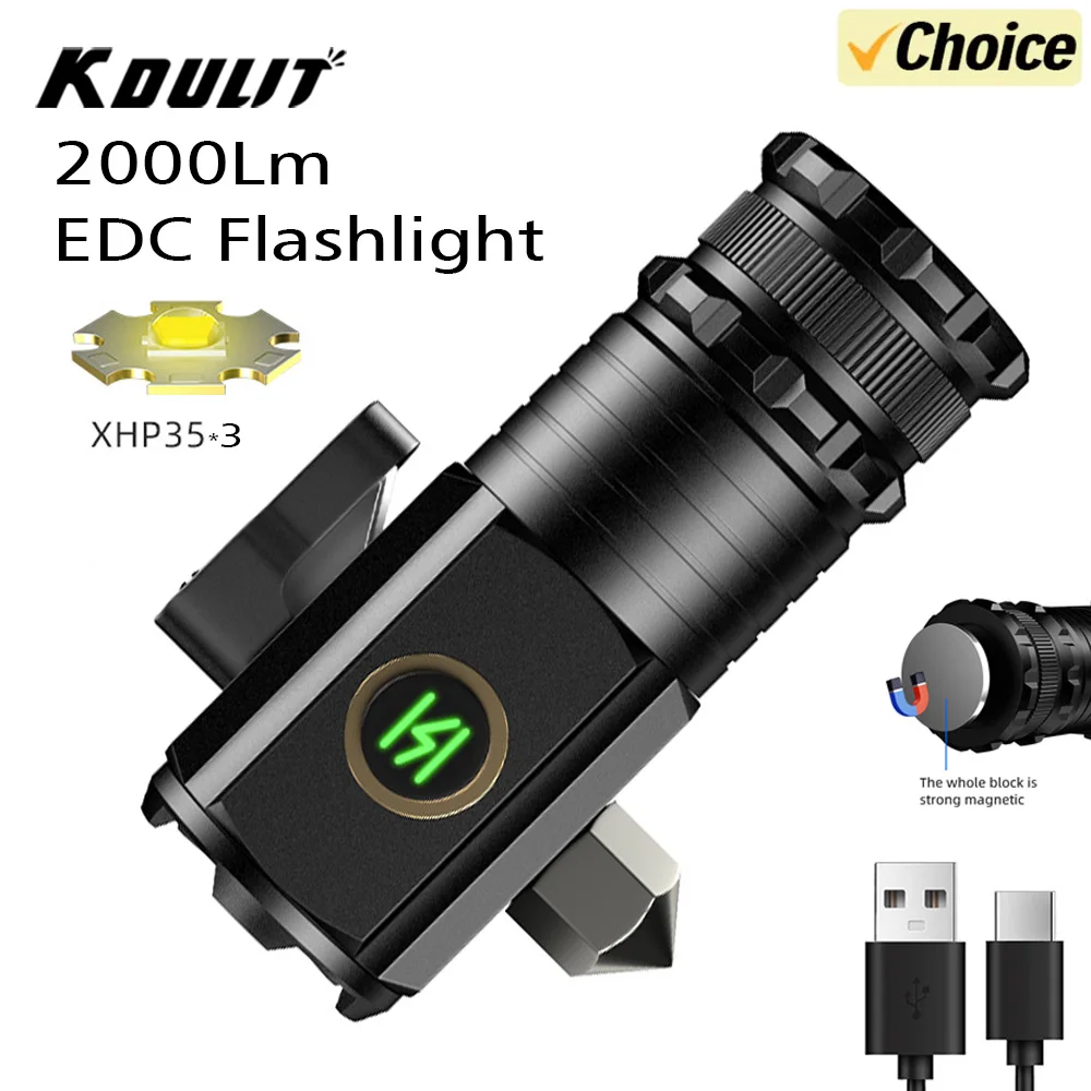 3 P35 Led High Power Flashlight USB Rechargeable Magnet Home Work Car Repair Flash Light Outdoor Escape Window Breaker Torch