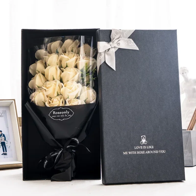 Artificial Soap Flower Rose Bouquet Gift Box Valentine\'s Day Gift For Mother Girlfriend Birthday Christmas Wedding Decoration