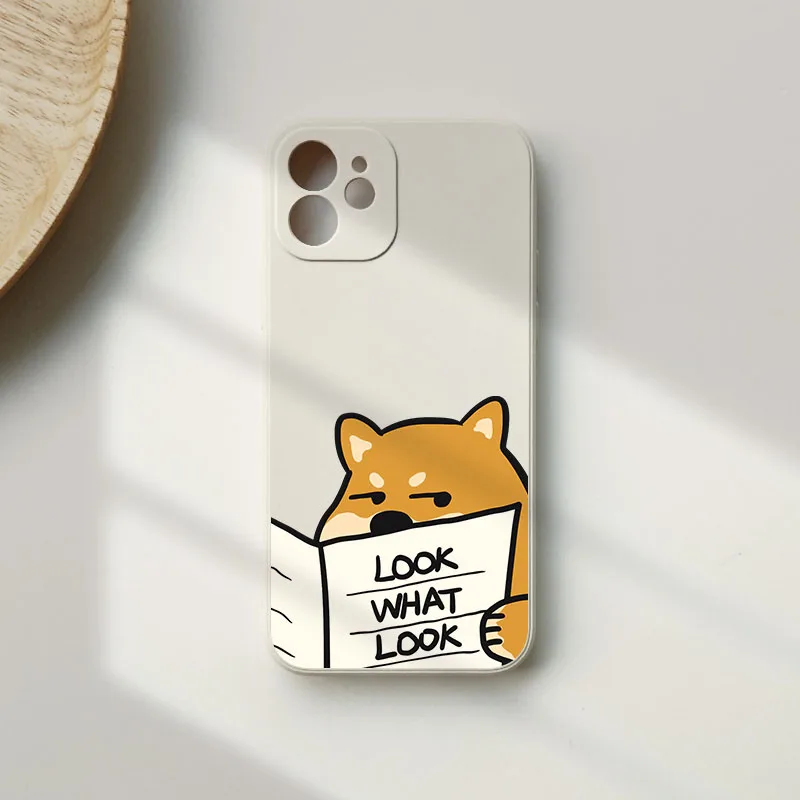 Funny Work Reading Shiba Inu Matte Phone Case For iPhone 17 Air 16 15 14 13 12 11 Pro Max Plus 13Mini Silicon Cover Shell Fundas