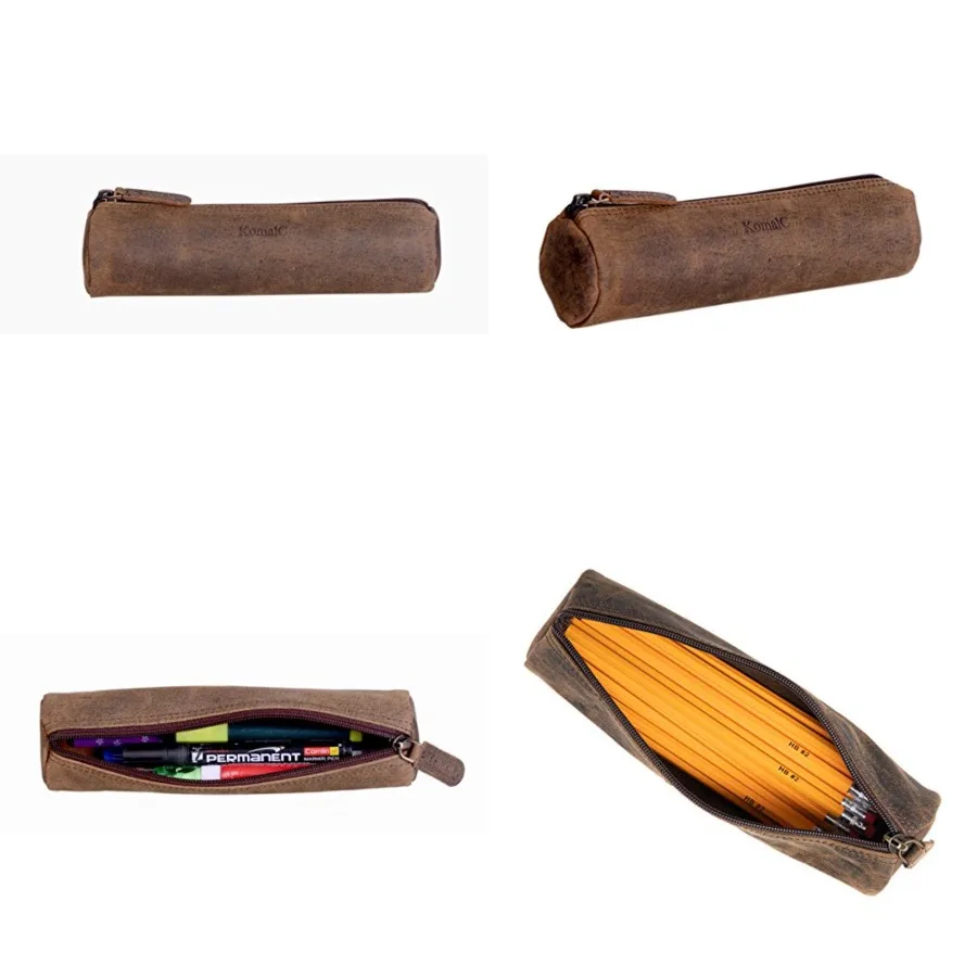 

Кожаный пенал ручной работы с элегантным дизайном идеально подходит для художников и офисных профессий, сочетает вневременный стиль с пра.