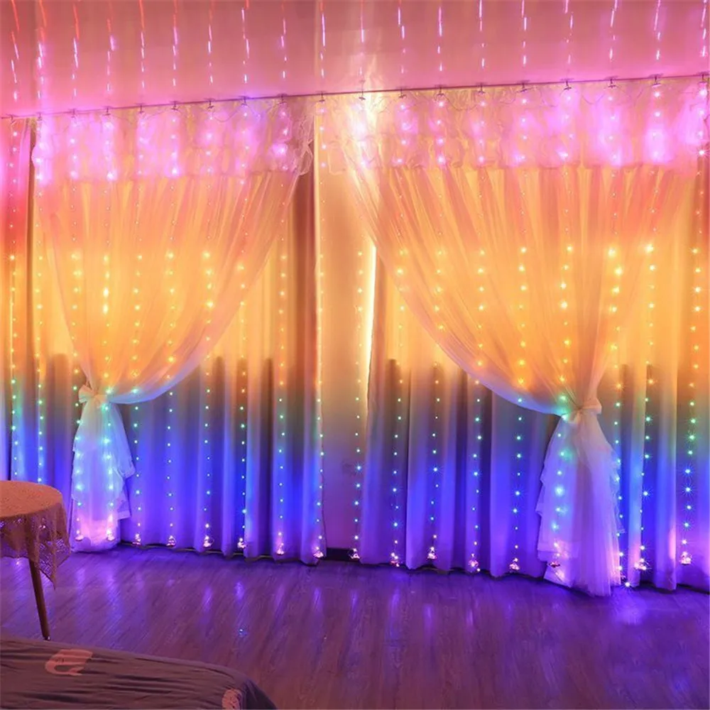 USB Festoon LED String Light, Fairy Garland, Curtain Light Decor para Casa, Feriado, Natal, Ano Novo, 8 Modos, Remoto, Decorativo