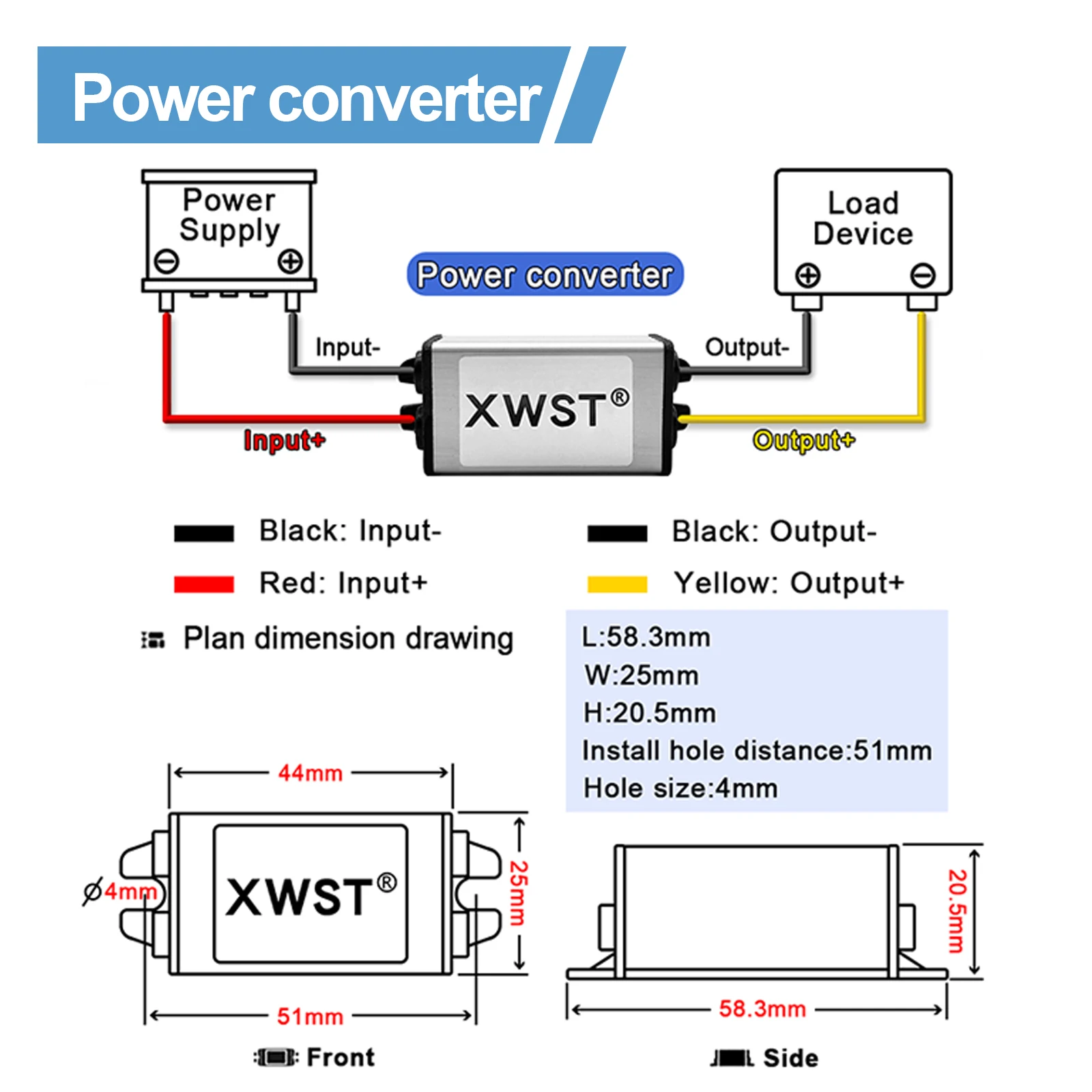 XWST DC to DC 24V to 12V Buck Converters 1A 2A 3A 4A 5A Step Down Waterproof Module Voltage Regulator Car Power Supply Aluminum