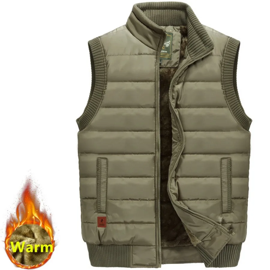 Big Size Outdoor Vest for Men Autumn Winter Plush Thickened Warm Casual Waistcoat Men Fleece Lined Thermal Sleeveless Jacket 8XL