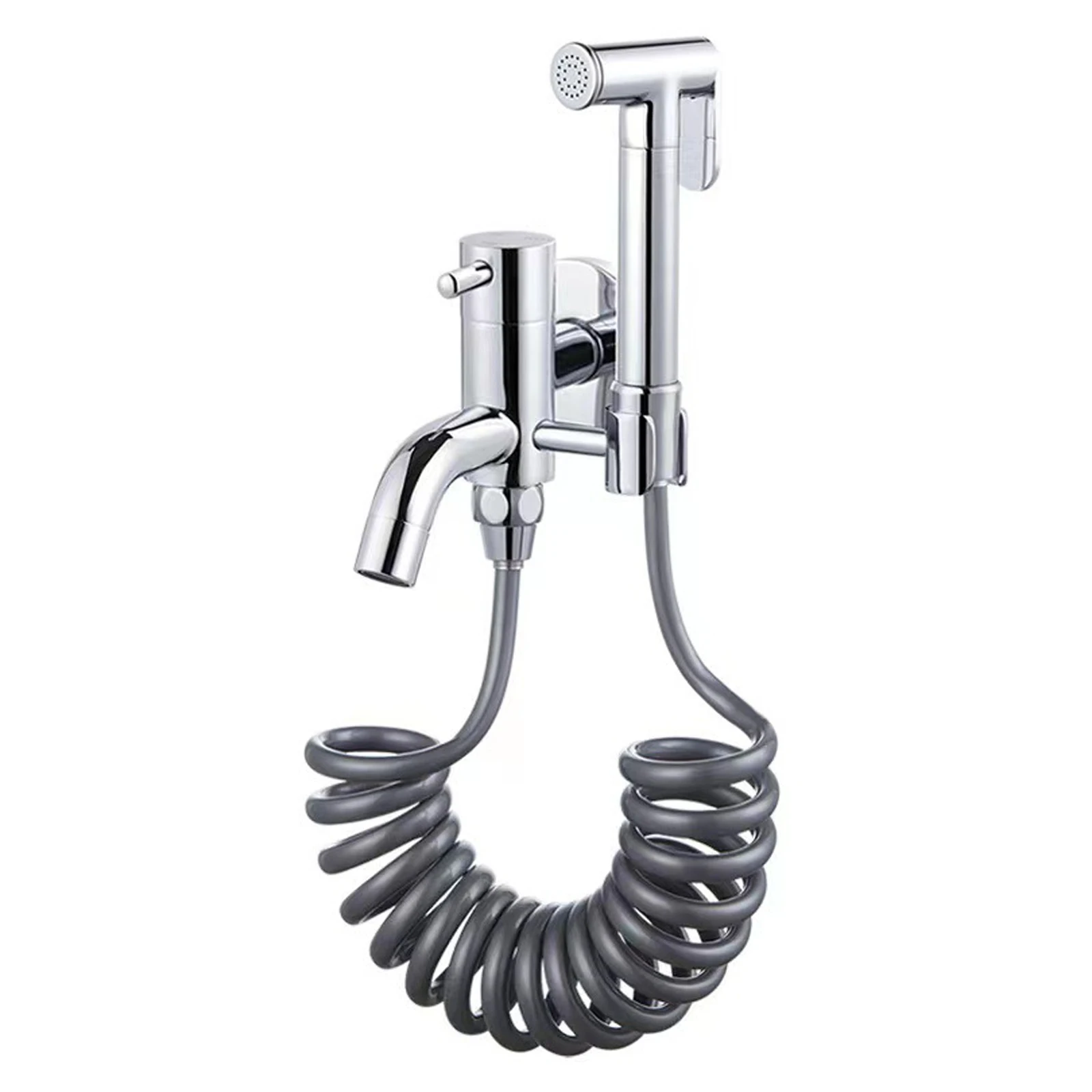 

2 Function Bathroom 3 in 1 Brass Faucet with Stainless Steel Bidet Spray Toilet Bidet Rinse Set and 1.5m PVC Hose