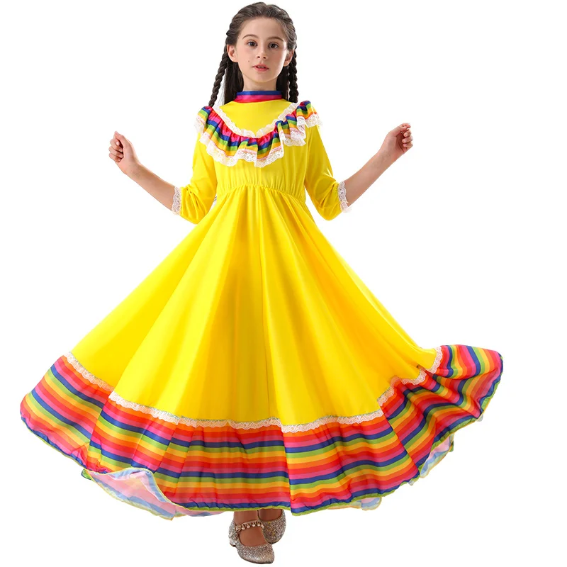 New Halloween Costume Girls School Stage Cosplay Costume Mexican Ethnic Dance Dress Up